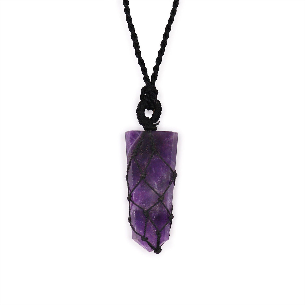 Laced Gemstone Flat Point Pendant - Amethyst – view 3