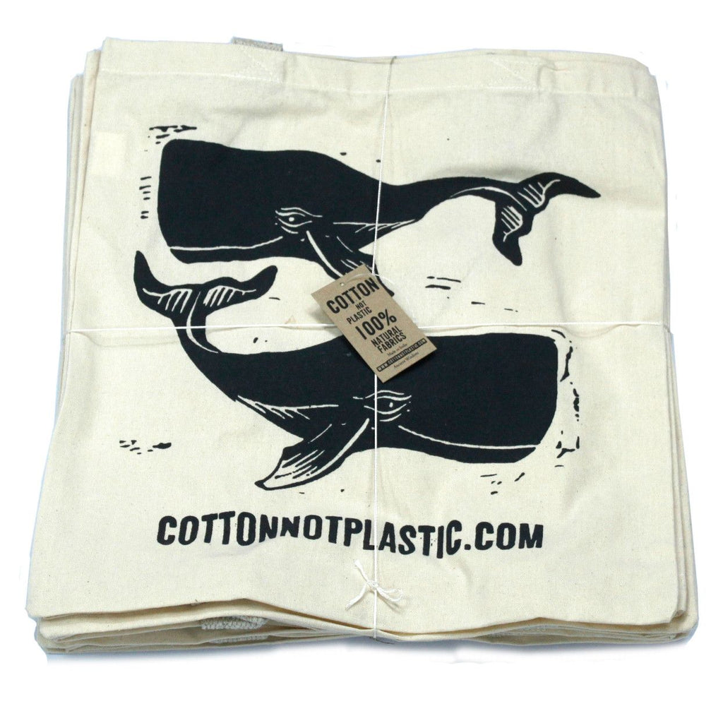 Large Natural Cotton Bag 38x42cm - Whales Print – view 4