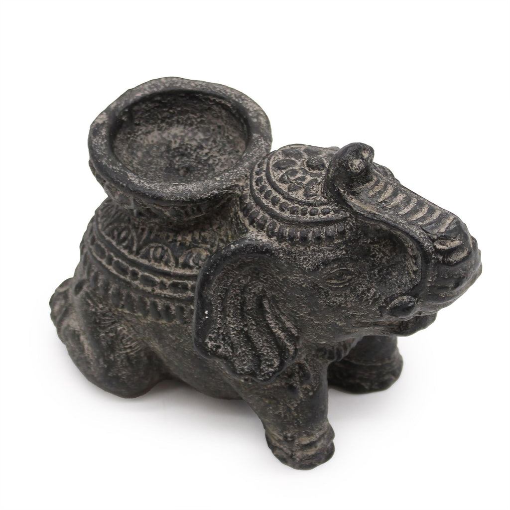 Elephant Incense and Candle Holder in Black Antique