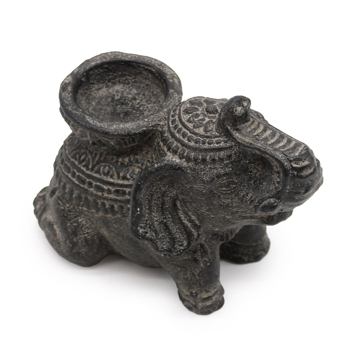 Elephant Incense and Candle Holder in Black Antique