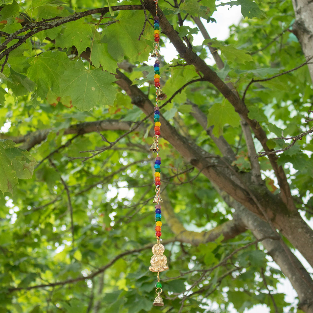 Brass Buddha Wind Chime with Chakra Beads, 53cm – view 3