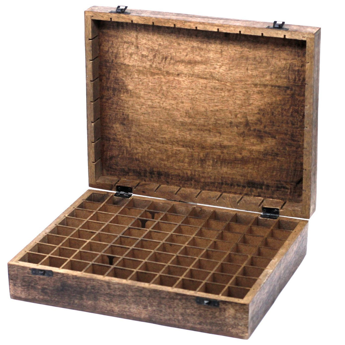 Mango Wood Carved Storage Box - Floral, Holds 80 Bottles – view 3