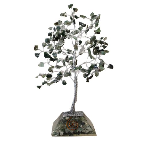 Moss Agate Gemstone Tree with Orgonite Base - 160 Stone – view 2
