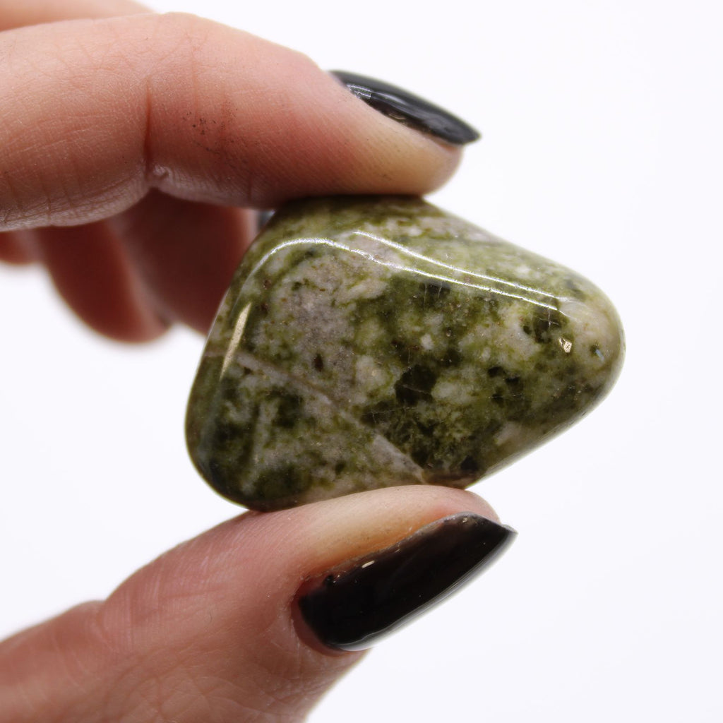 Bag of 12 Snowflake Epidote Tumble Stones - Medium African