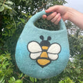 Water Felted Bee Bag - Blue Green, One Handle