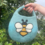 Water Felted Bee Bag - Blue Green, One Handle