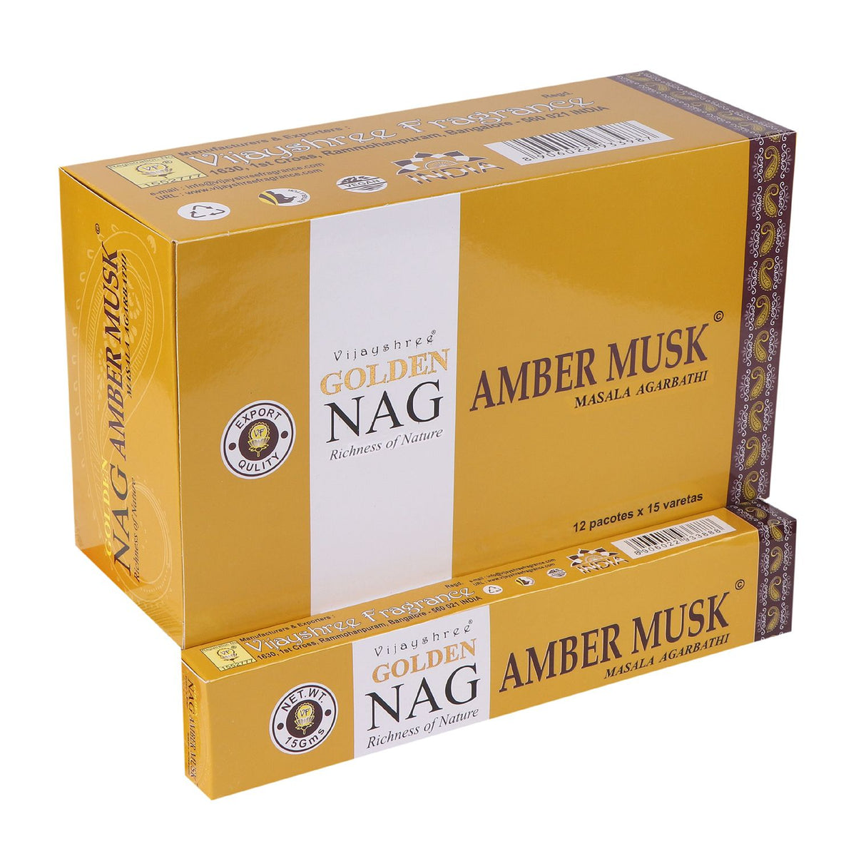 Golden Nag Amber Musk Incense Sticks 15g Pack