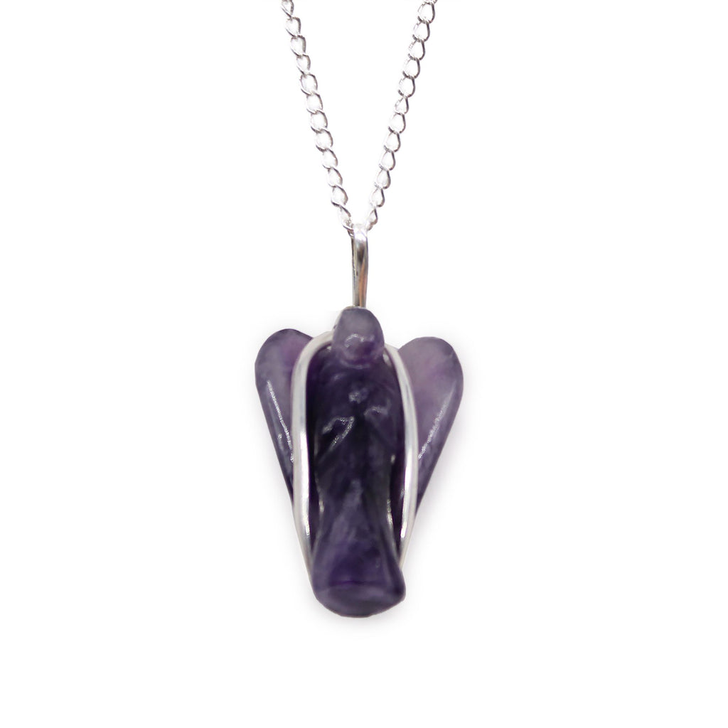 Amethyst Guardian Angel Gemstone Pendant Necklace – view 4