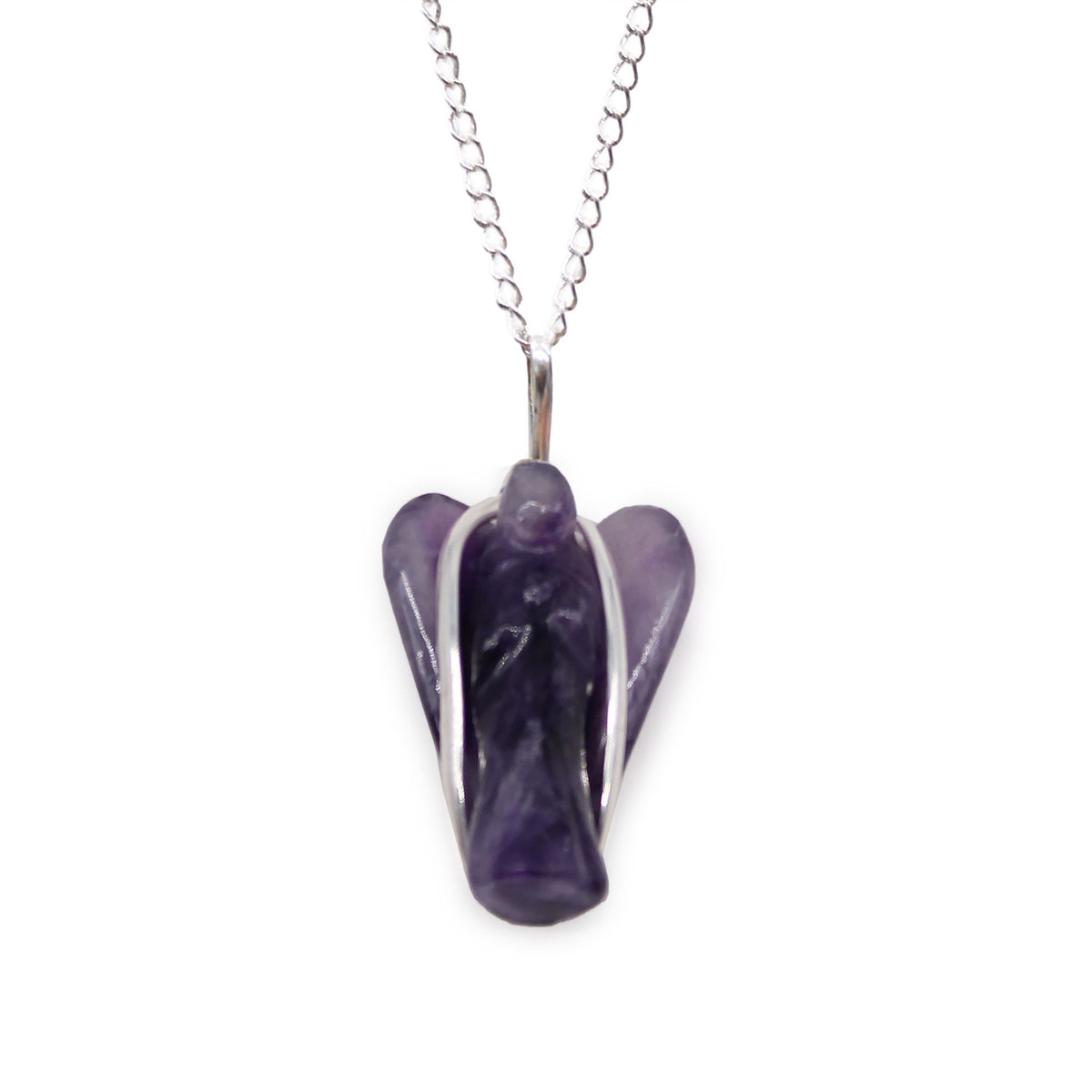 Amethyst Guardian Angel Gemstone Pendant Necklace – view 4