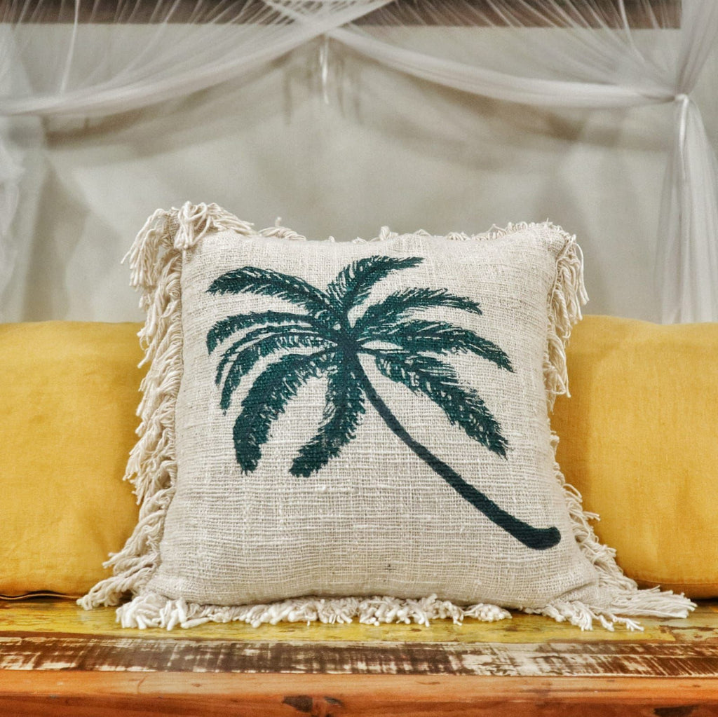 Linen Cushion Cover - Palm Tree - 45x45cm – view 2