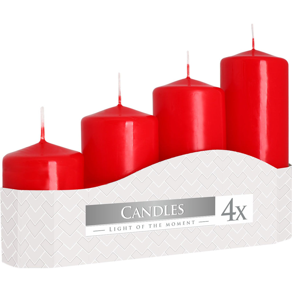 Red Graduated Pillar Candles 48mm Set of 4 – view 4