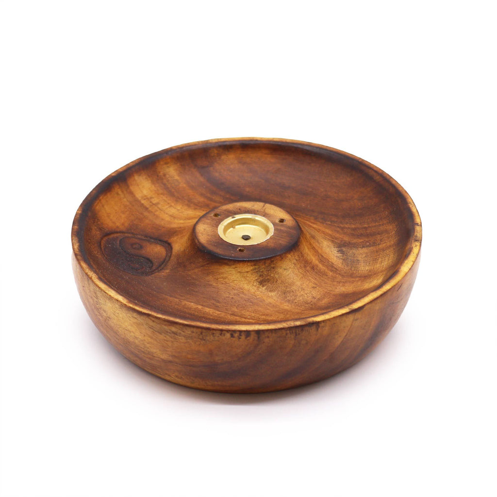 Yin & Yang Incense Stick & Cone Burner Disc - Mango Wood