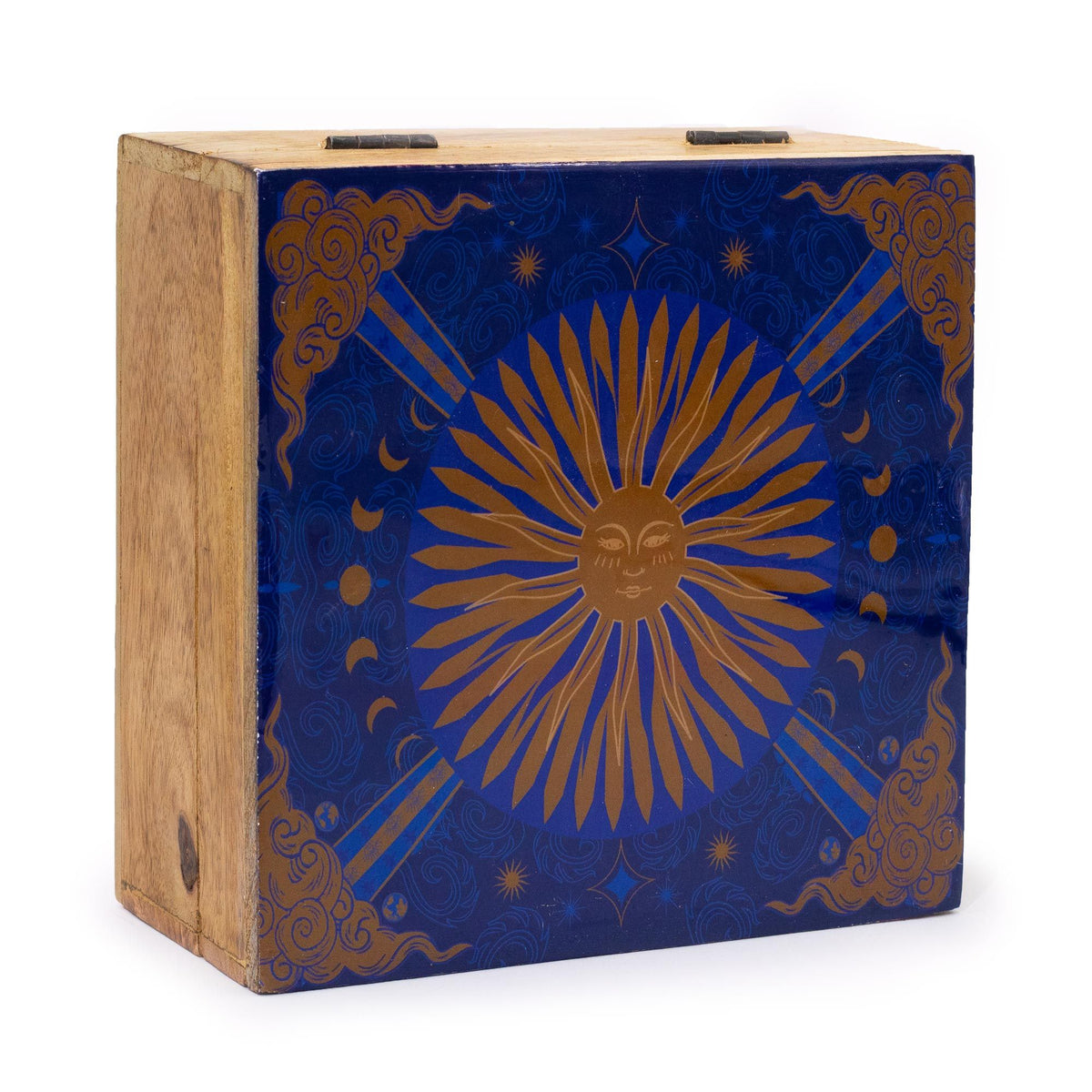 Enamelled Mango Wood Square Box 15x17.5x8cm – view 2