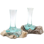 Molten Glass Vase on Whitewash Wood - Small