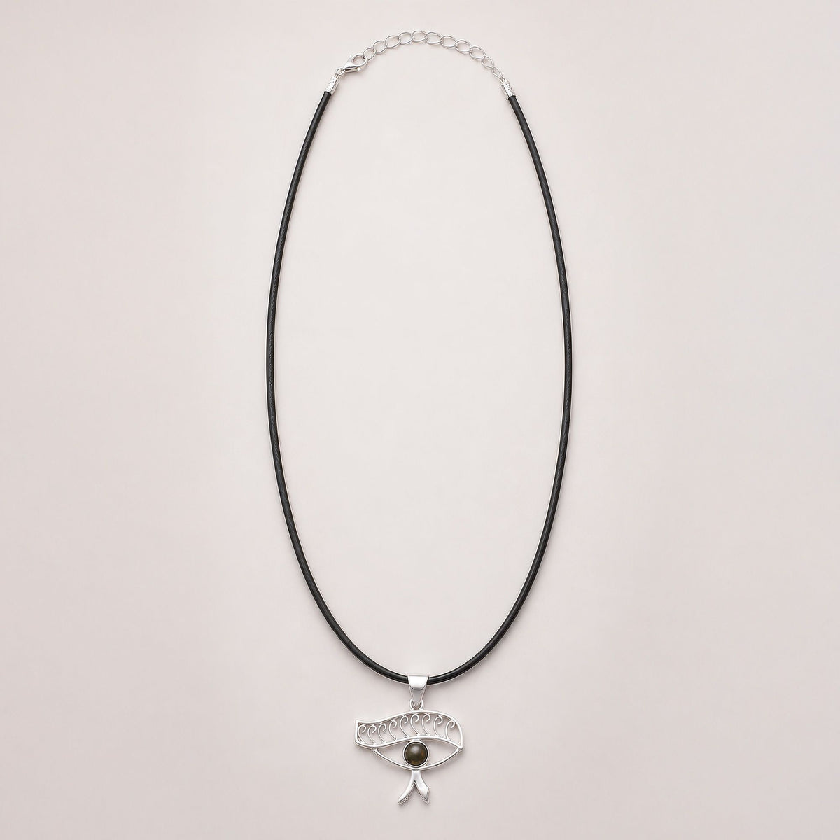 Eye of Cleopatra Iolite Pendant Necklace Silver Plated Cord – view 4