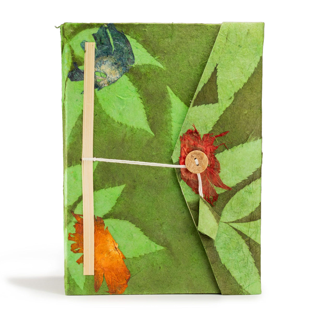 Lokta Bold Floral Notebook – Large – Moss Green
