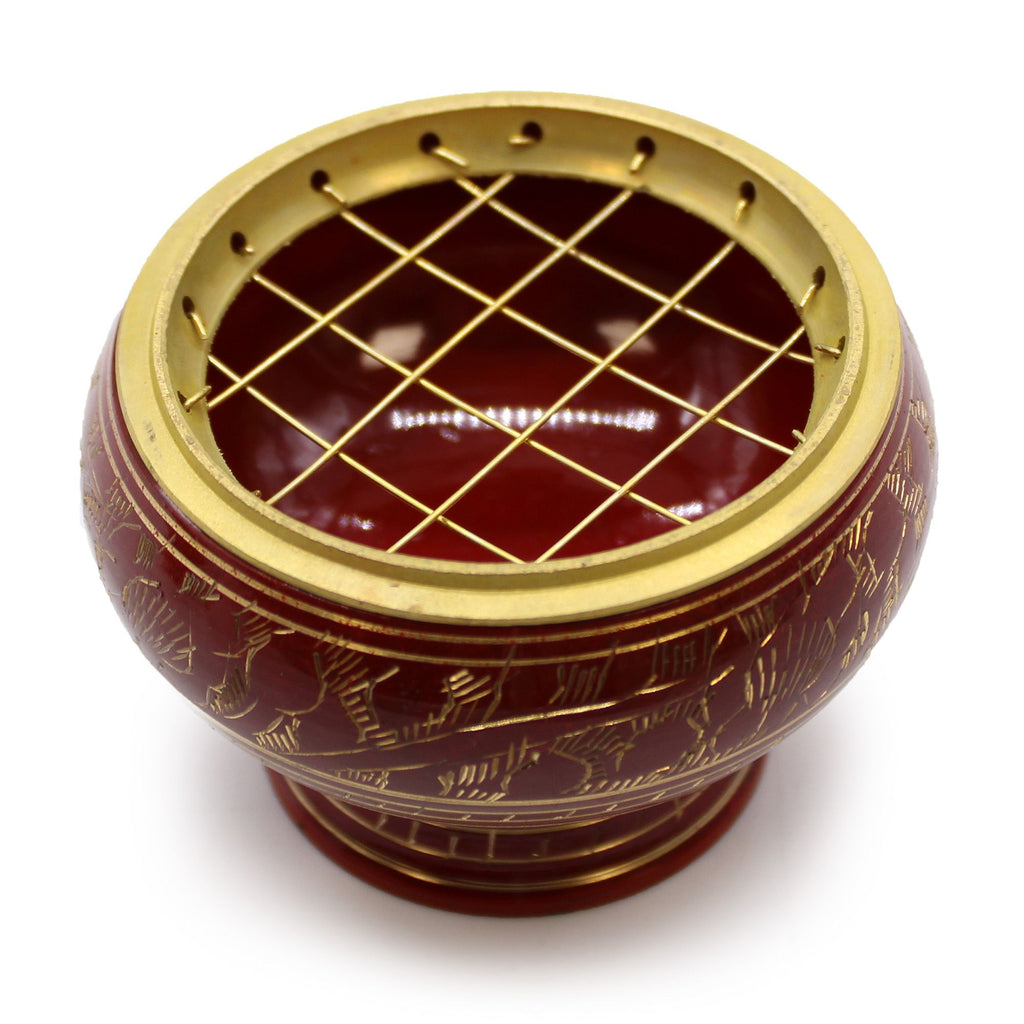 Root Chakra Tall Brass Charcoal Incense Jar – view 3