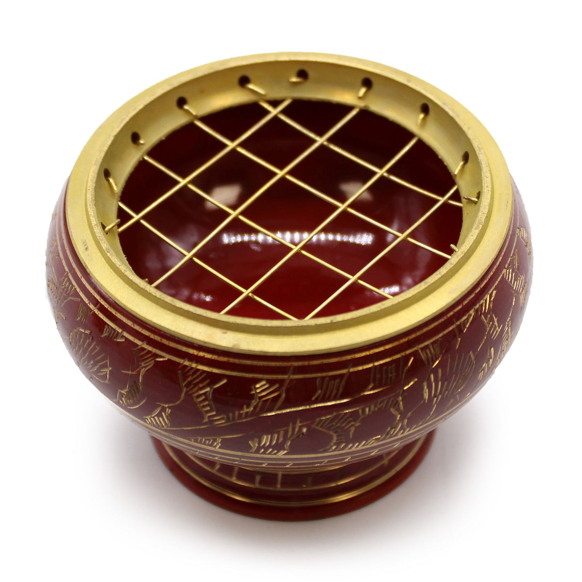 Root Chakra Tall Brass Charcoal Incense Jar – view 3