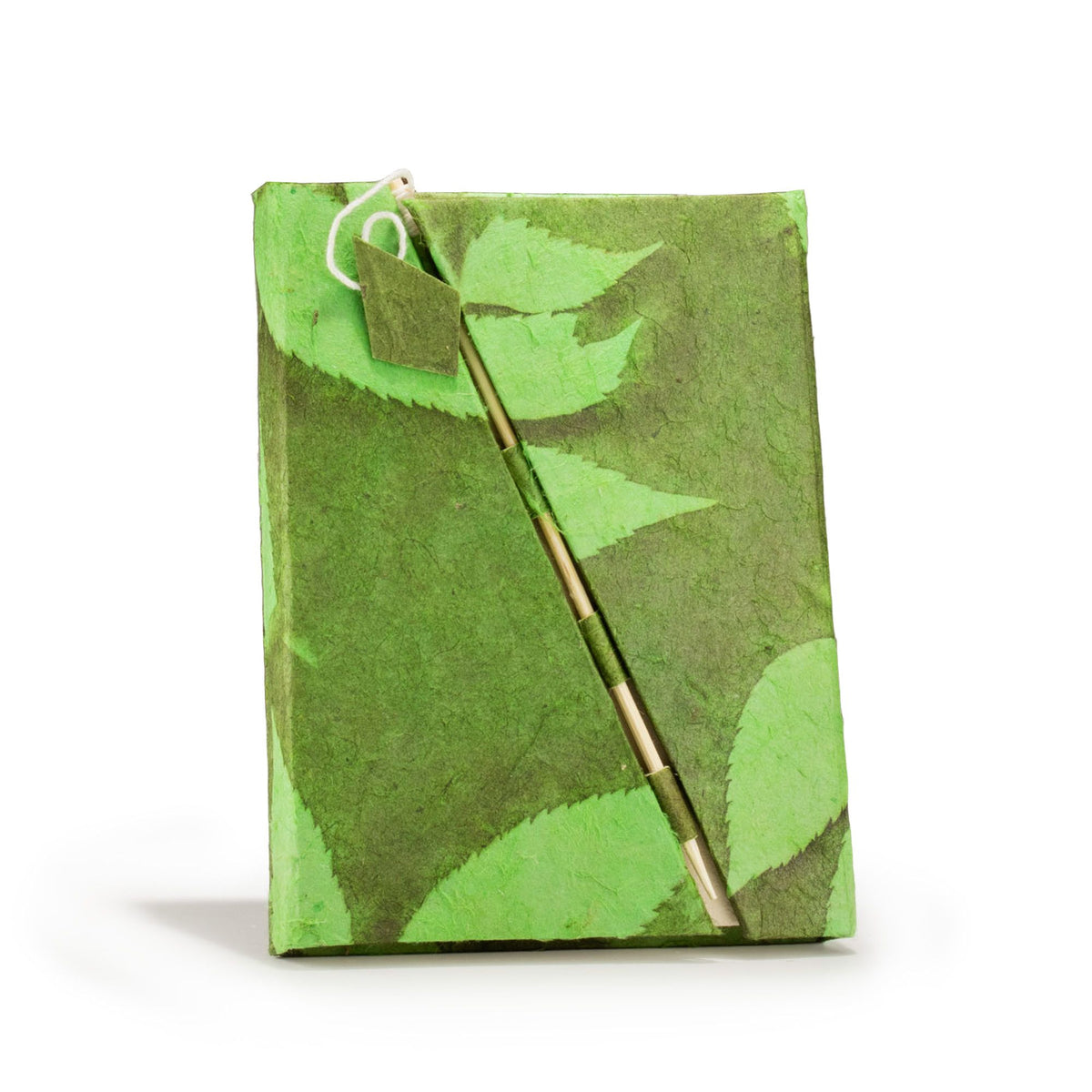 Lokta Bold Floral Notebook – Medium, Bamboo Lock – Moss Green – view 2