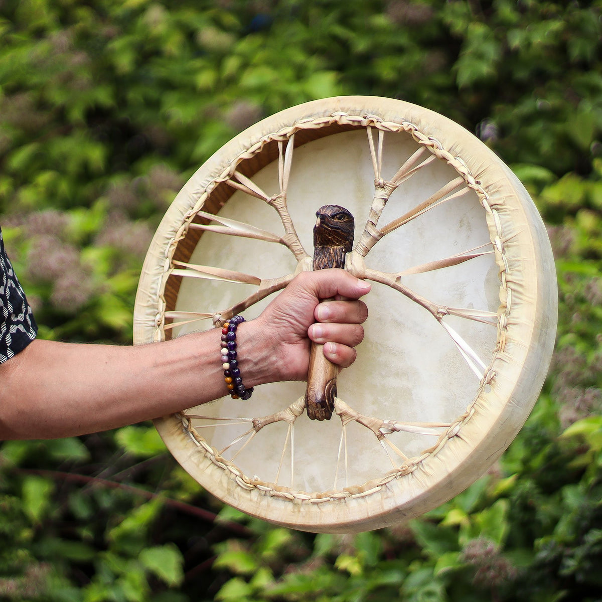 Spirit of the Eagle Shaman Drum with Carved Beater - 40cm – view 10