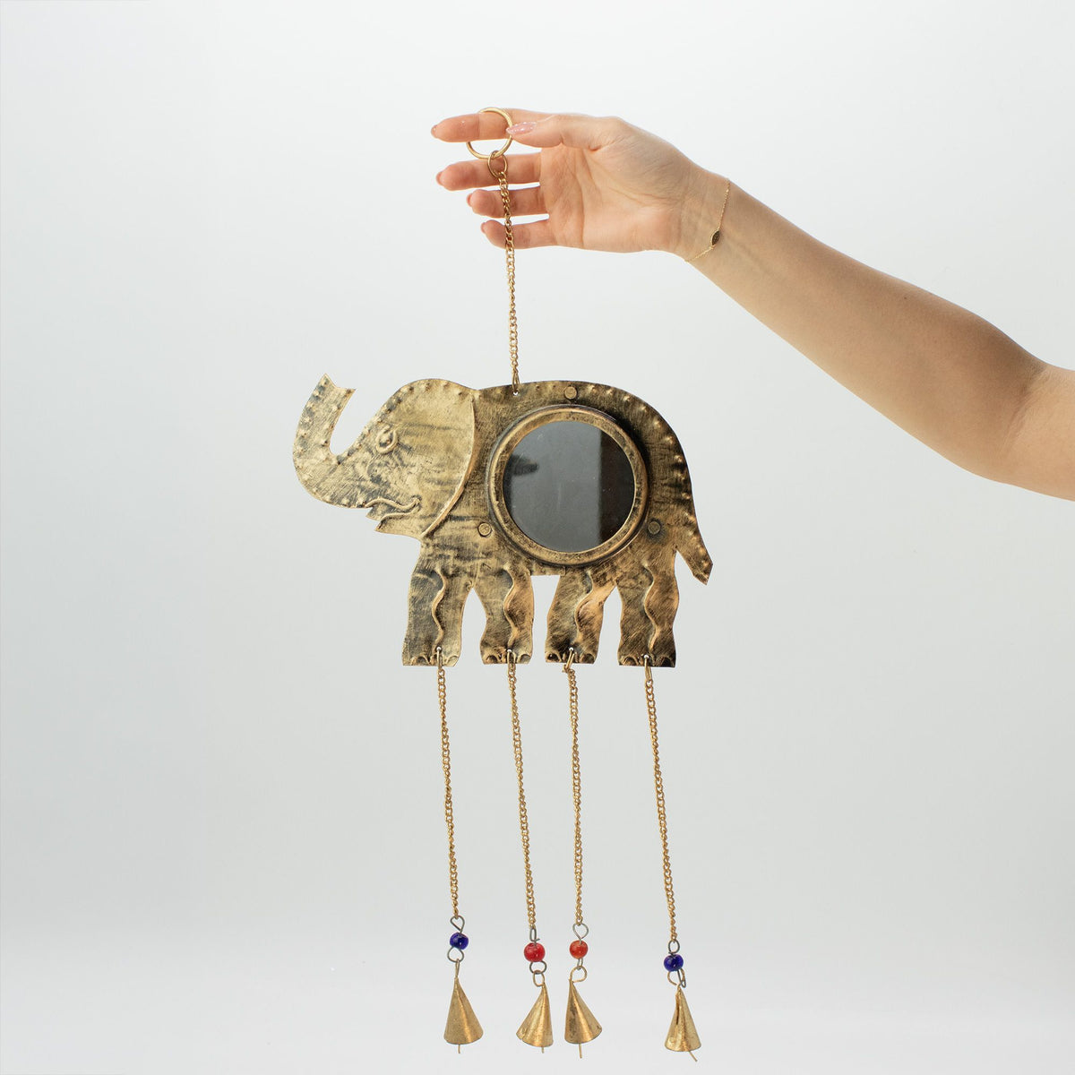 Elephant Mirror Wind Chime - 4 Bells, 24x60cm – view 2