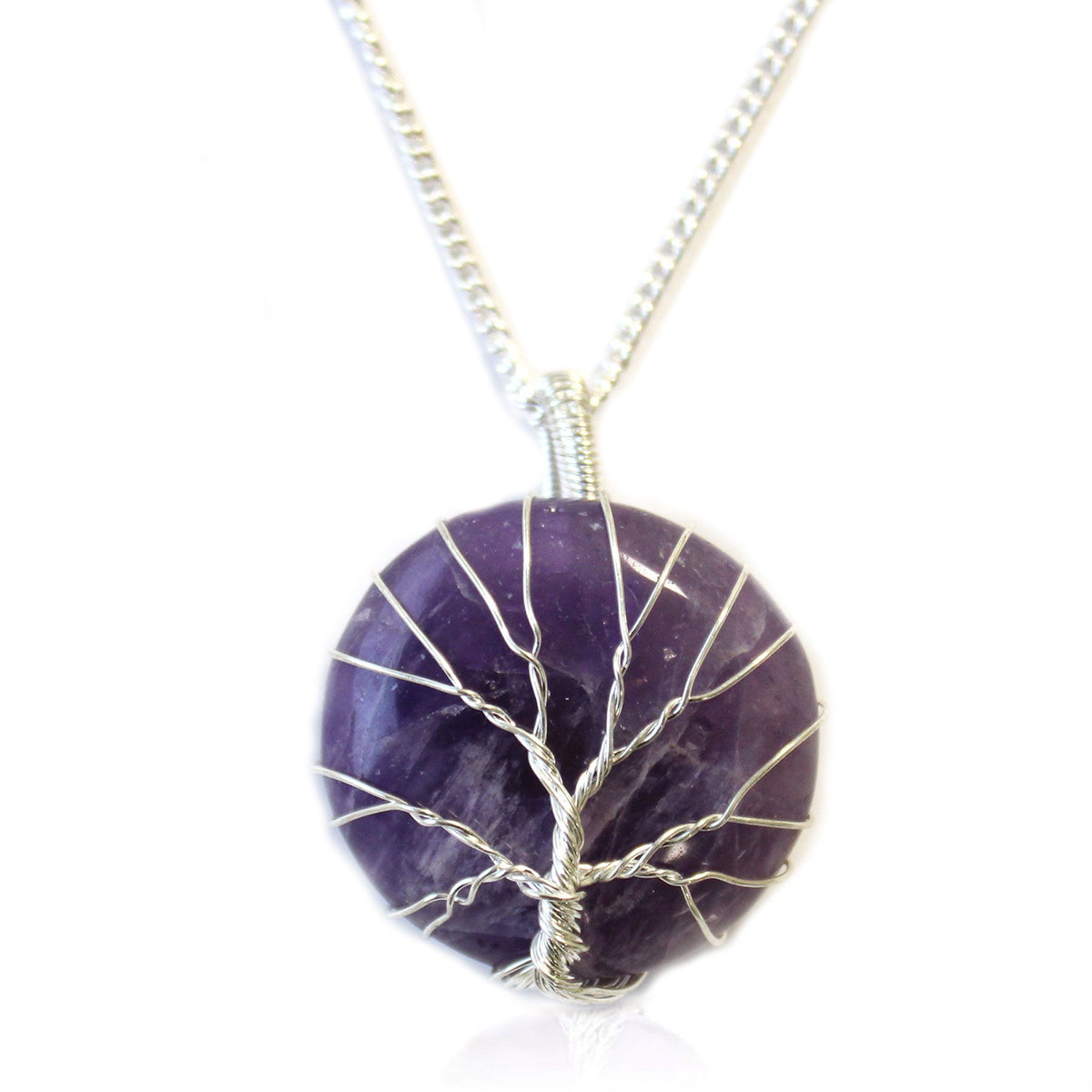 Tree of Life Amethyst Gemstone Necklace
