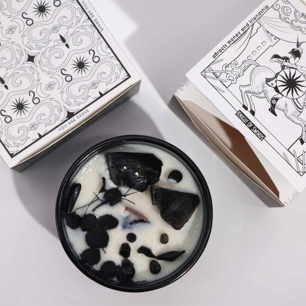 Hop Hare Crystal Magic Candle - King of Swords, Black Obsidian – view 4