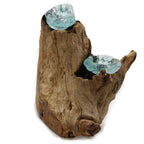 Molten Glass Double Candle Holder on Wood