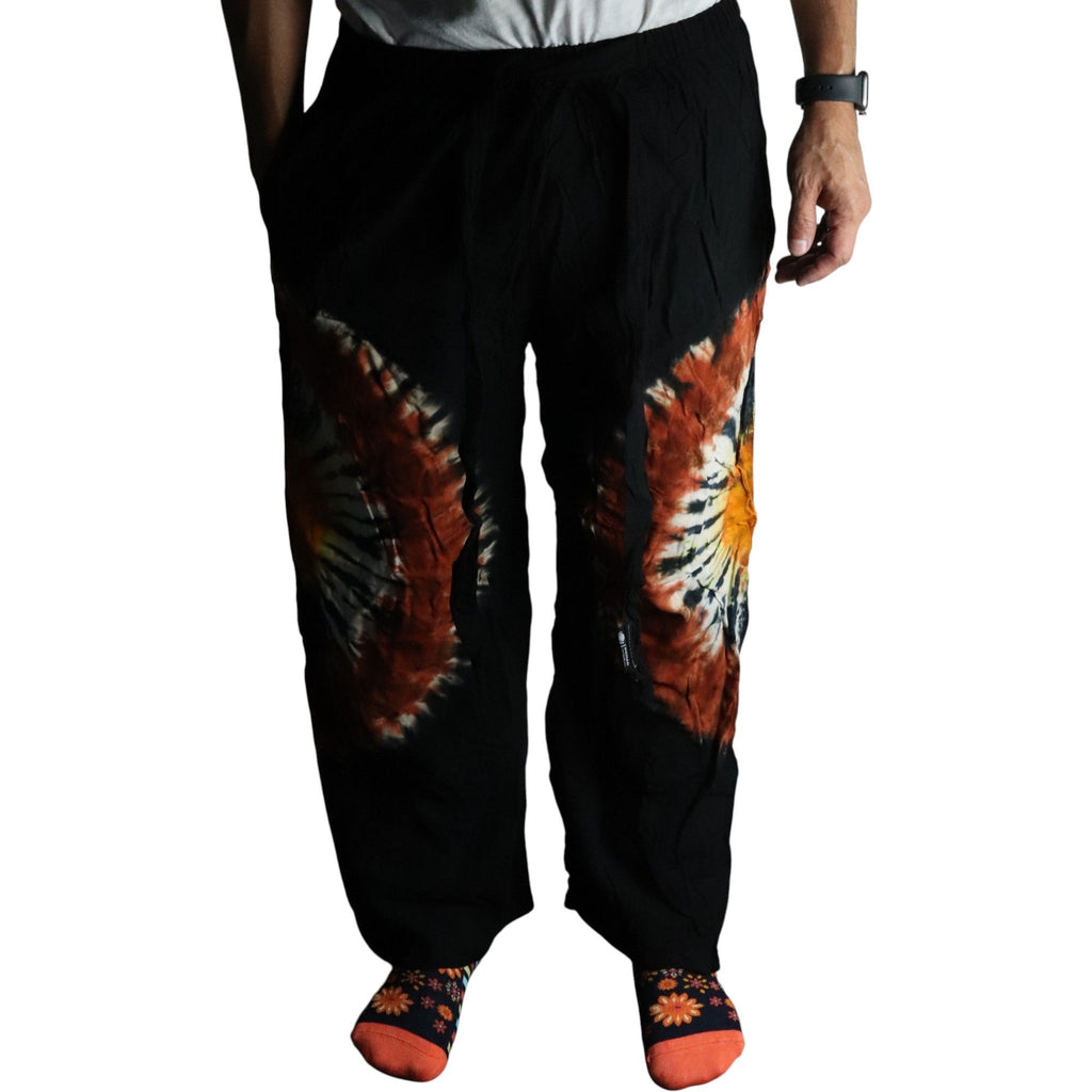 Japanese Style Lounge Pants - Black Chocolate and Orange - L – view 4