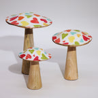 Pastel Hearts Enamelled Mushroom Ornament - Small 10cm