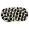 Felt Ball Oval Table Mat - 38x18cm Grey Multi Colour