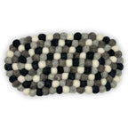 Felt Ball Oval Table Mat - 38x18cm Grey Multi Colour