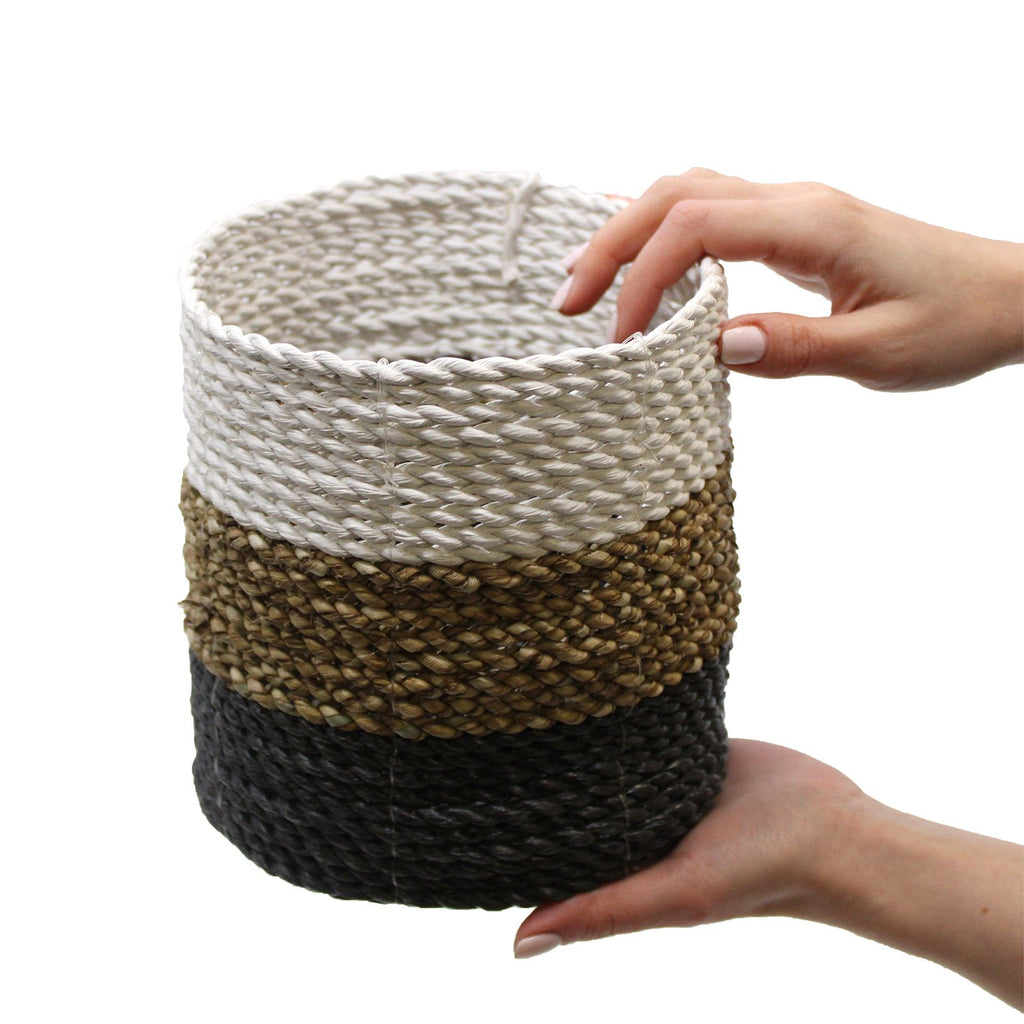 Seagrass Basket Set, 3 Pieces - Orange, Natural, White – view 3