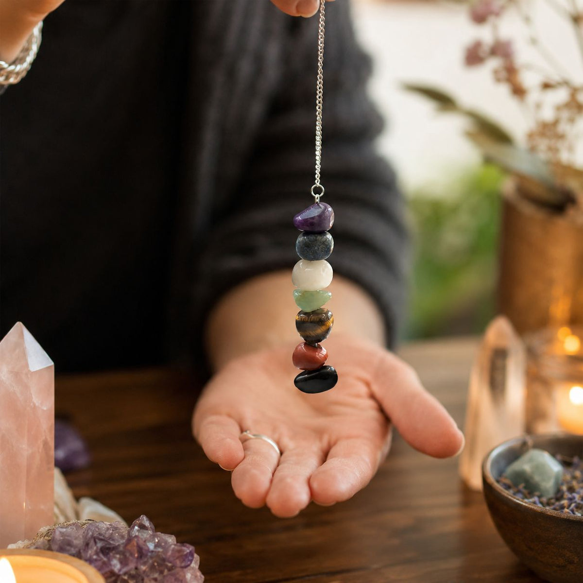 Seven Tumble Chakra Pendulum – view 3