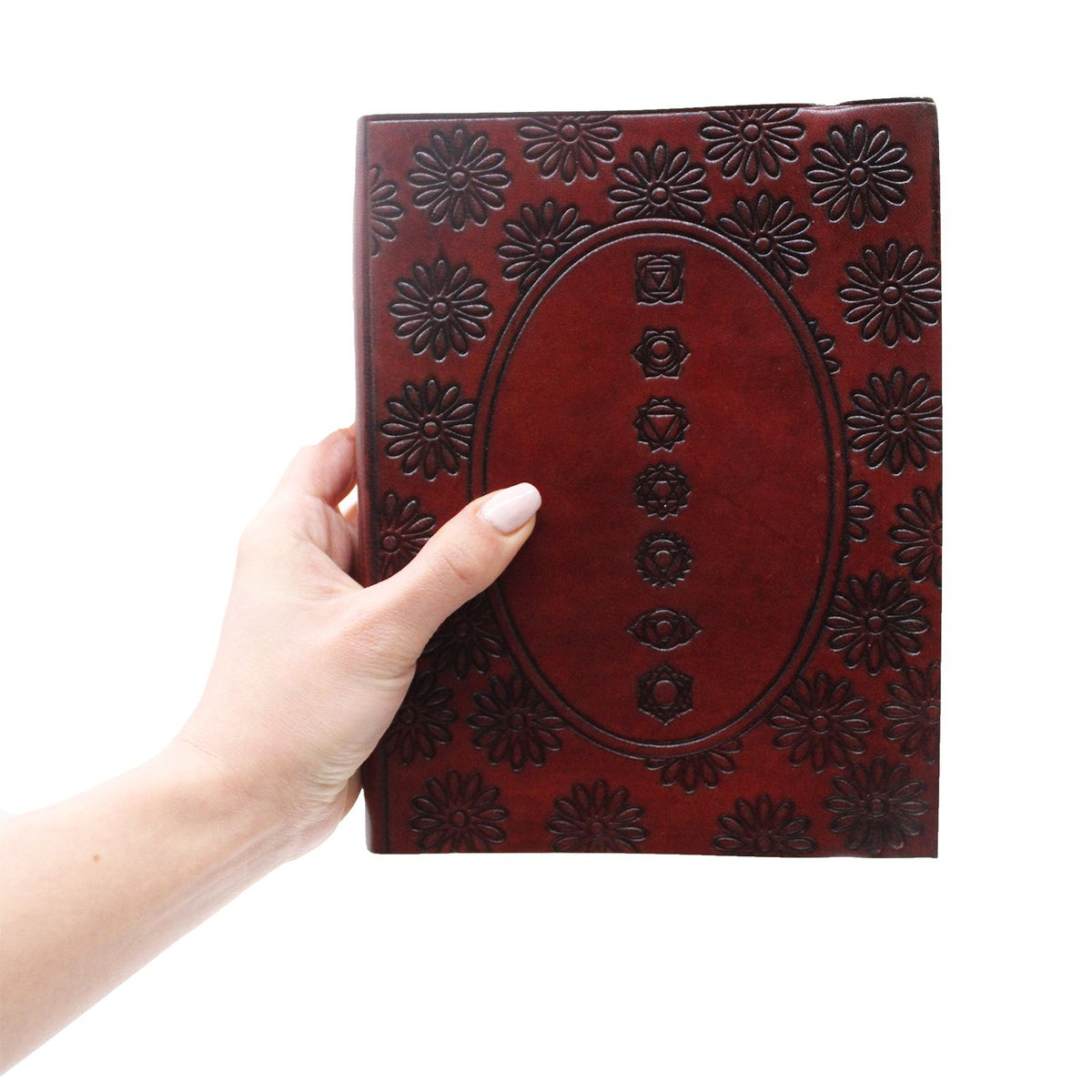 Medium Vegetable Tanned Leather Notebook with Strap – Cosmic Goddess – view 2