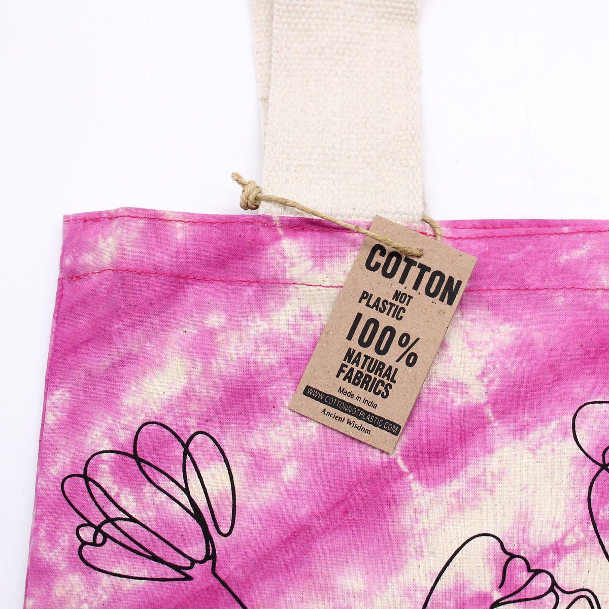 Tie-Dye Cotton Bag - Lotus Buddha - Multicolour - Natural Handle – view 4