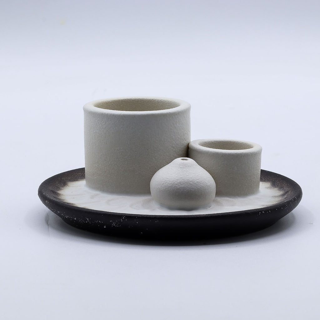 Ceramic Palo Santo & Smudge Holder, Mandala, White & Grey – view 4