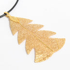Festive Fir Real Leaf Necklace - Gold – view 5