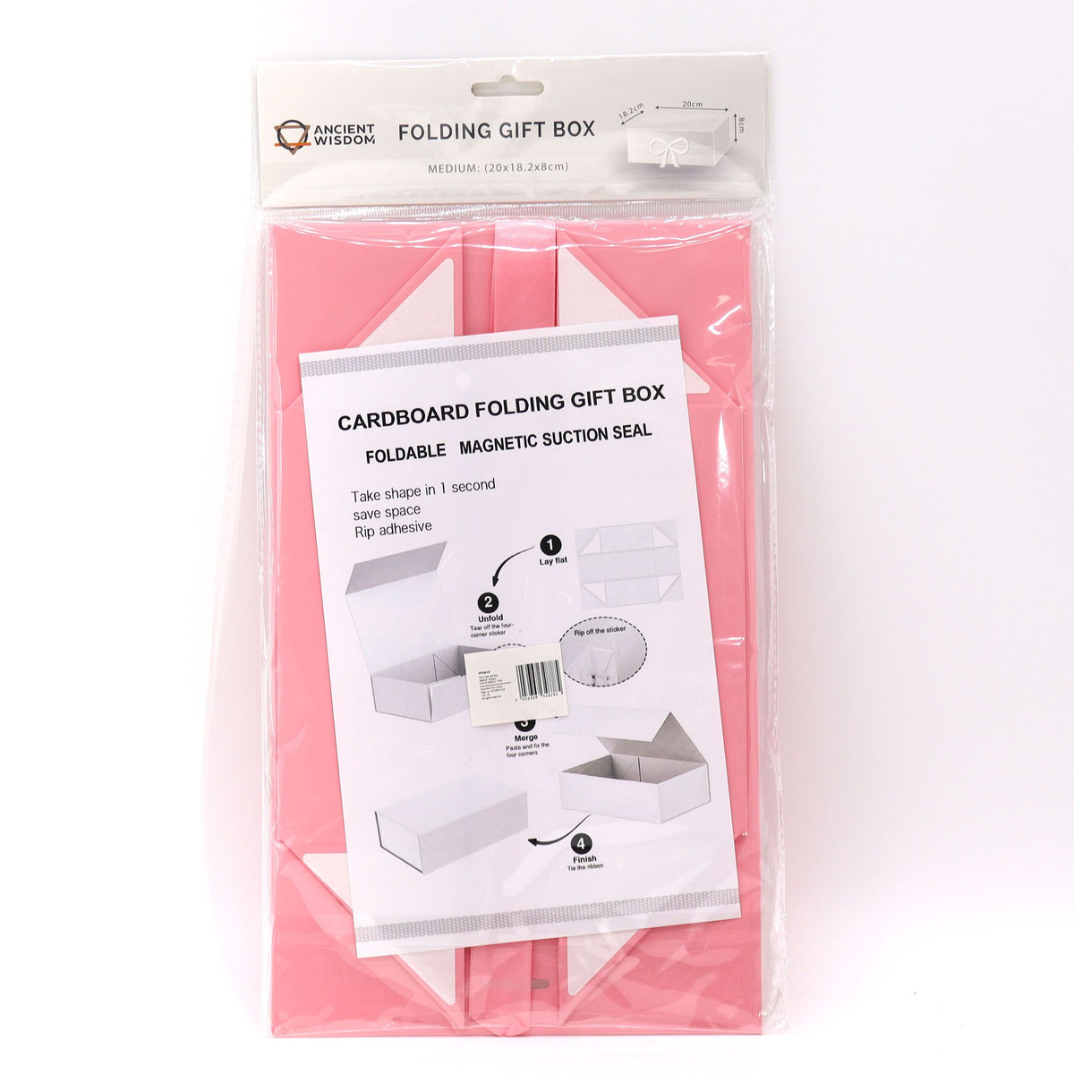 Flat Pack Gift Box Medium Square 20x18.2x8cm Pink – view 2