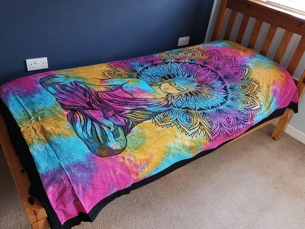 Single Cotton Bedspread & Wall Hanging - Peaceful Buddha 130x200cm – view 4