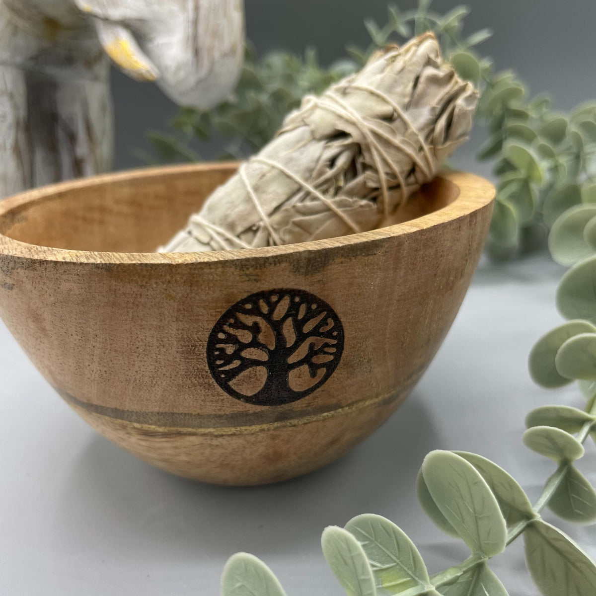 Wooden Ritual Offering Bowl - Tree of Life - 12x7cm – view 2