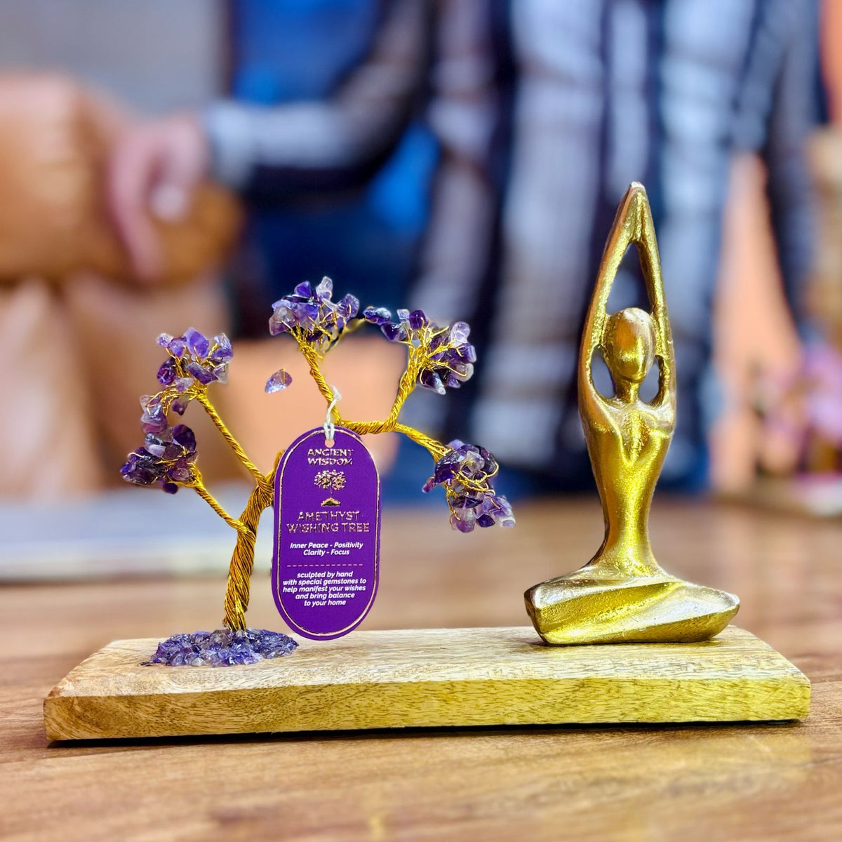 Amethyst Gemstone Yoga Garden - Sukhasana Tilted Tree