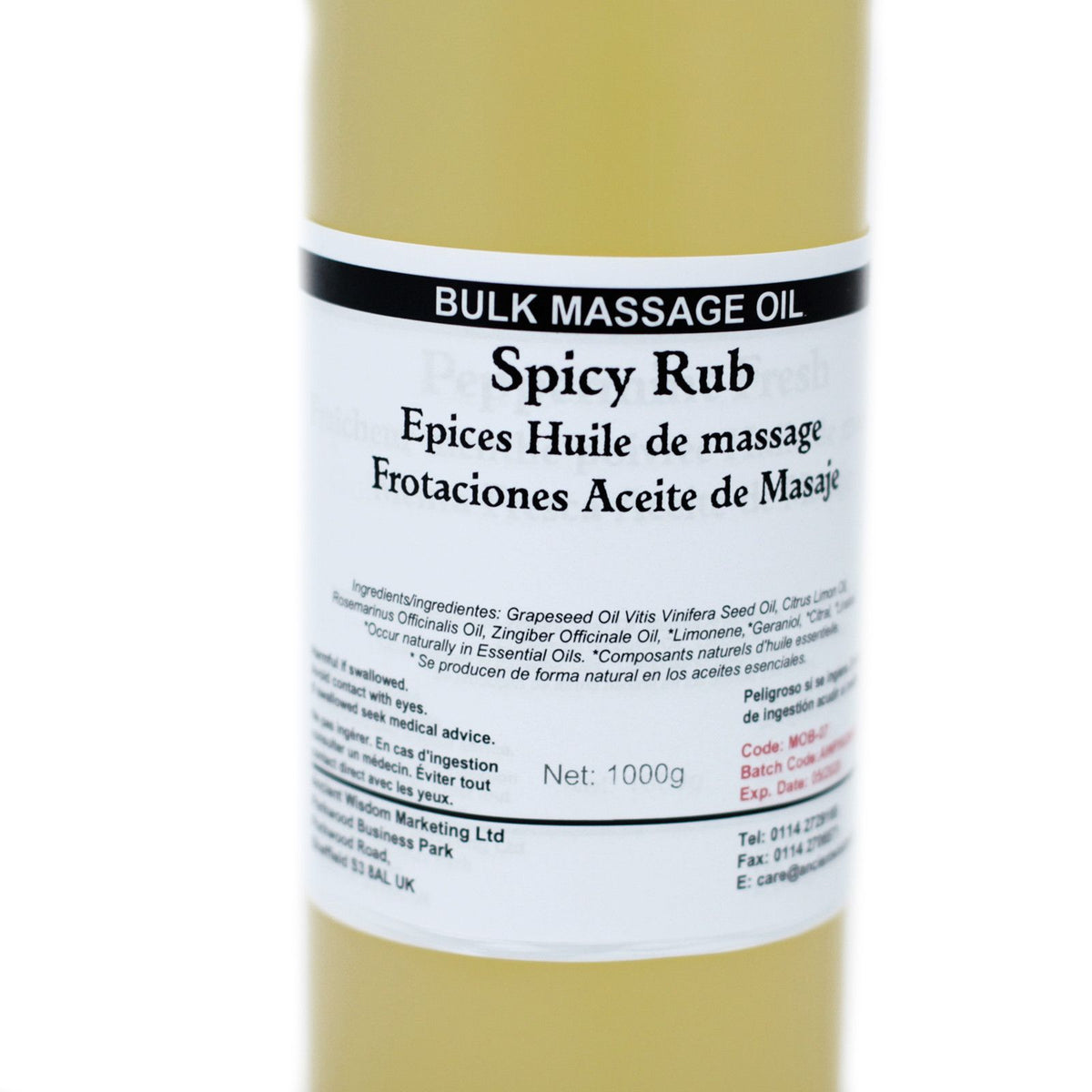 Spicy Rub 1kg Massage Oil with Lemon and Ginger