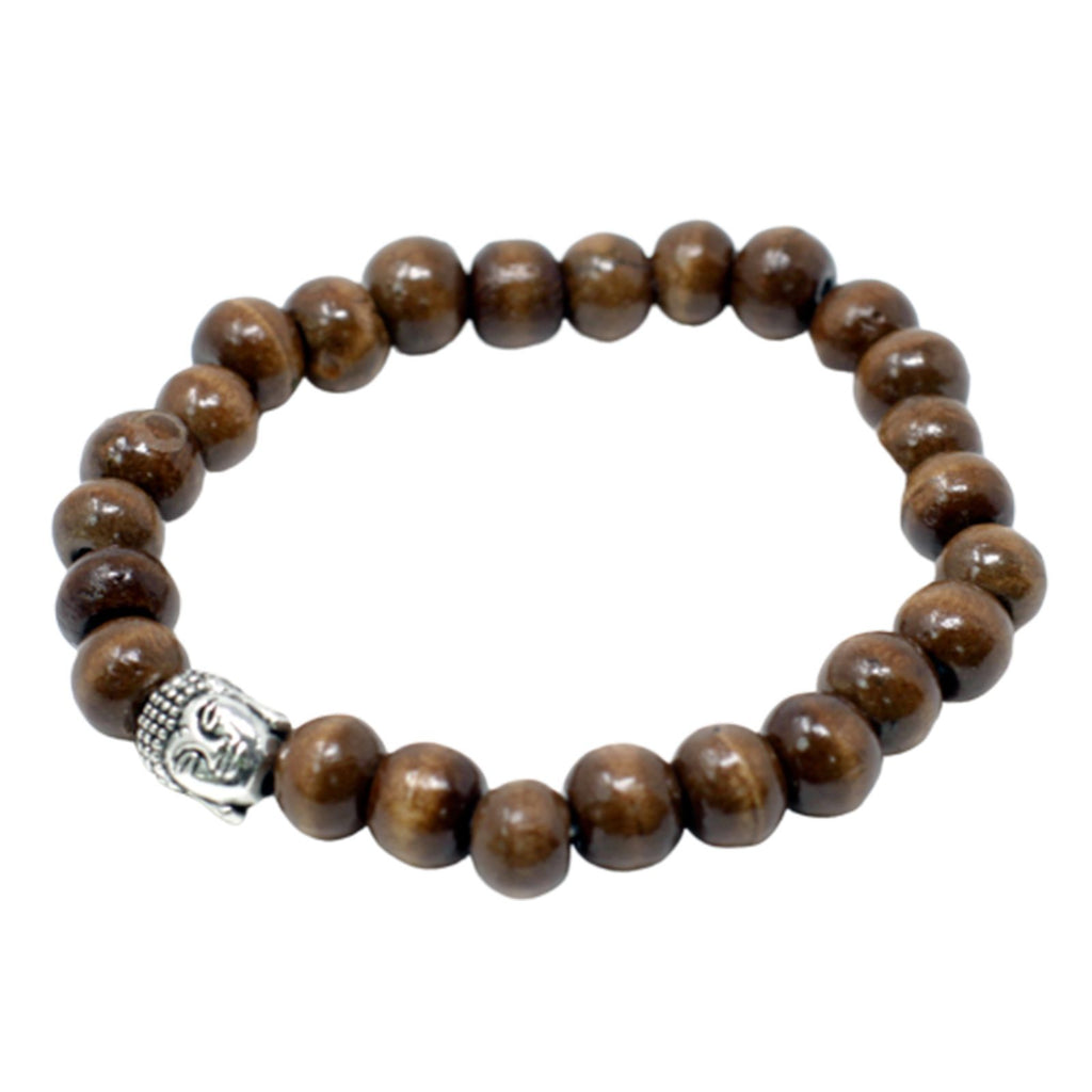 Brown Wood Beads Bracelet with Buddha Charm – view 3