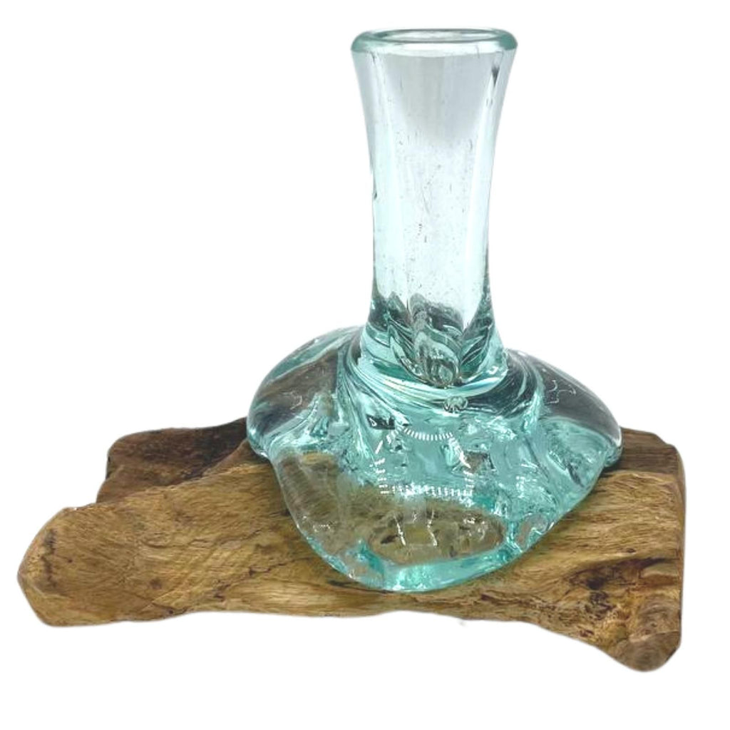 Molten Glass Small Flower Vase on Wood – view 4