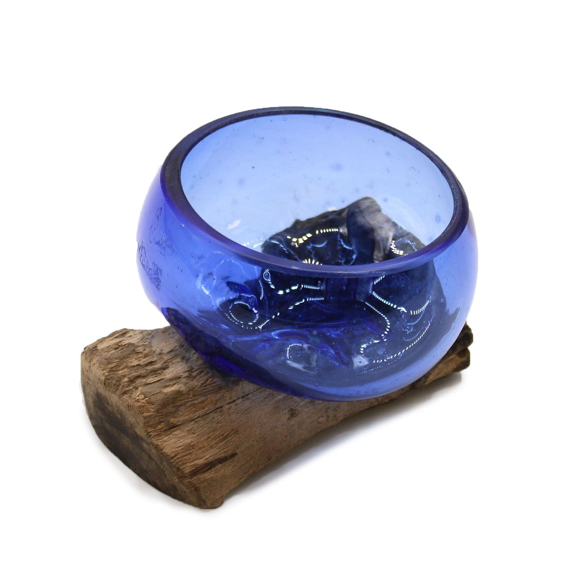 Molten Glass Mini Blue Bowl on Wood – view 8