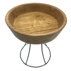 Elevated Teak Bowl on Metal Stand - Medium Tray 20cm