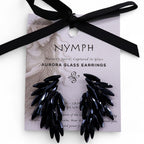 Nymph Jet Black Angel Wings Glass Earrings – view 3
