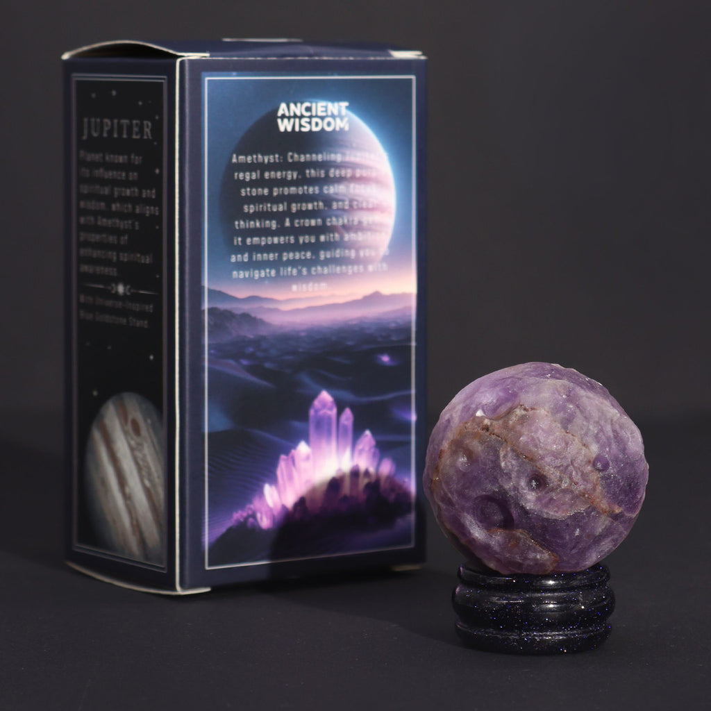 Amethyst Planet on Goldstone Stand - 40mm