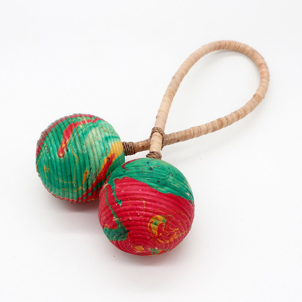 Double Twist Maracas Rattle - Marbled Rattan